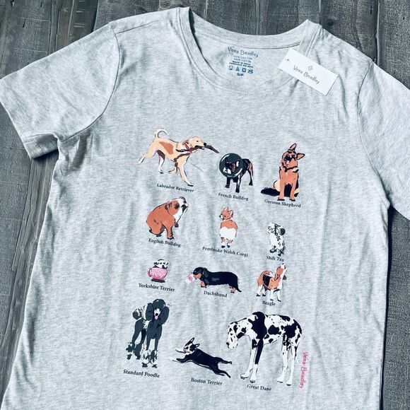 Vera Bradley Dog Show Tee Shirt Gray Women’s - Picture 1 of 7